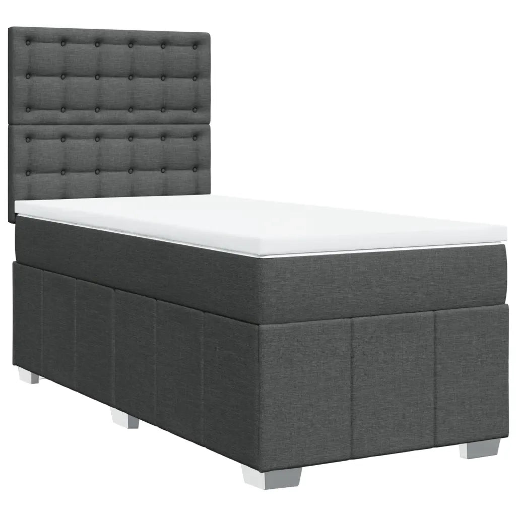 vidaXL Giroletto a Molle con Materasso Grigio Scuro 90x200 cm Tessuto