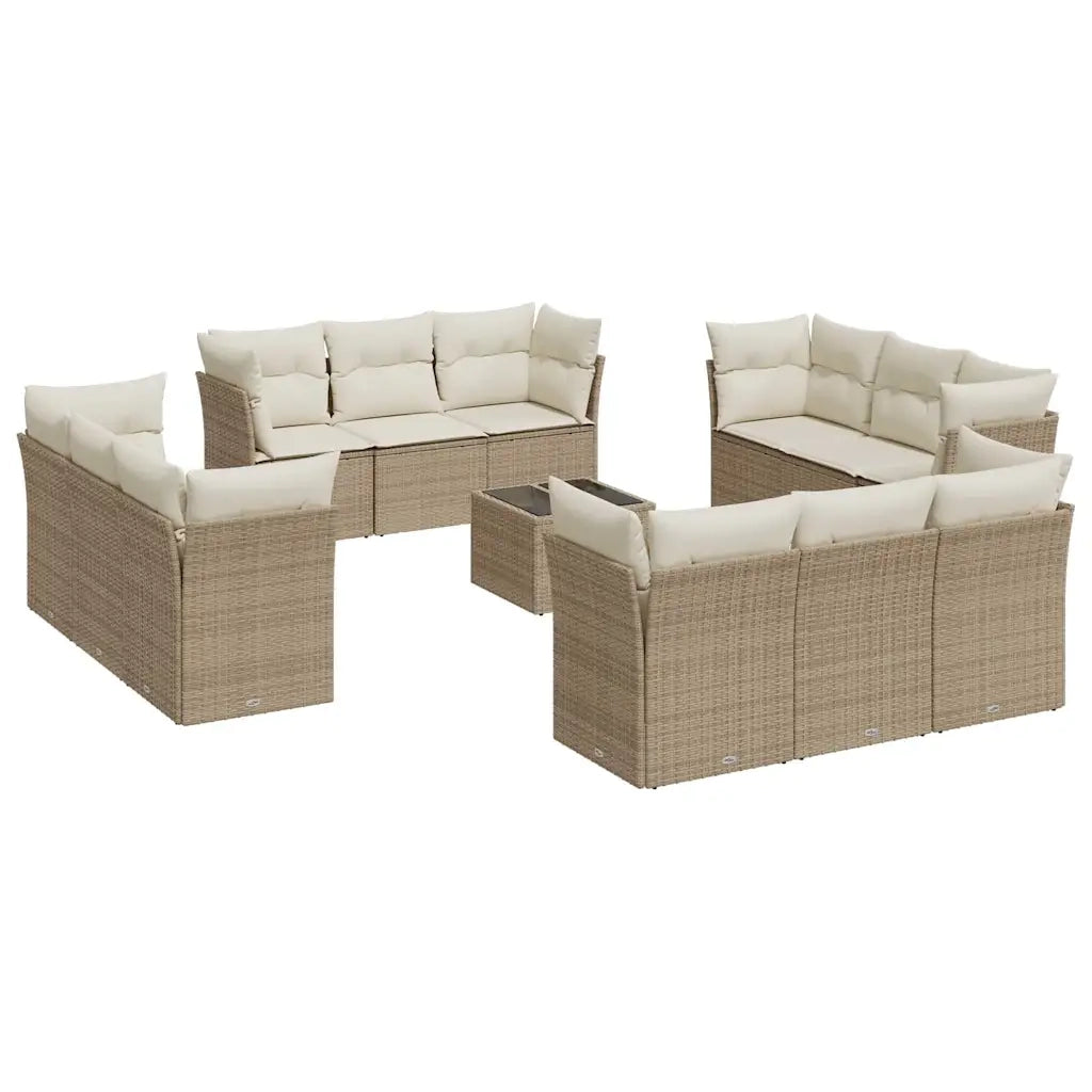 Set Divano da Giardino 13 pz con Cuscini Beige in Polyrattancod mxl 113263