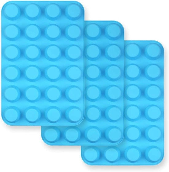 Set di 3 Muffin Pan in Silicone per 24 Cupcake o Torta