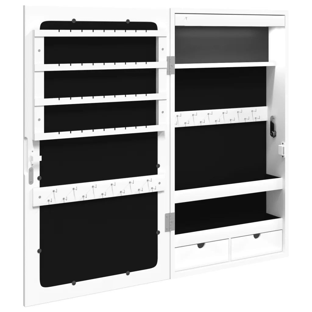 Armadio Portagioie a Specchio con Luci LED a Parete-Specchiera Portagioie con LED Bianco 800303