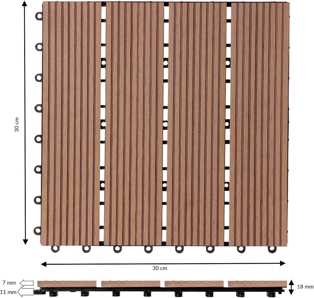Piastrelle da Giardino in WPC 4m² Mattonelle 30x30cm Sauna Terrazza Esterno Terracotta 44 pz