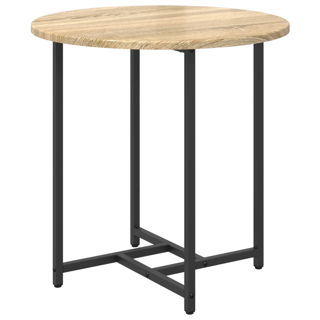 Set di 2 Tavolini in Legno Ingegnerizzato Rovere Sonoma e Metallo