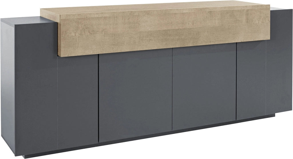 Credenza 5 Ante 200x45x86 cm Coro 4A Grigio Antracite Opaco/Rovere Wotan