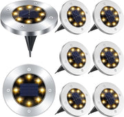 Lampade solari per esterno - 8 pezzi illuminazione LED a terra alimentata da energia solare, impermeabili e a basso consumo energetico per giardino e terrazzo