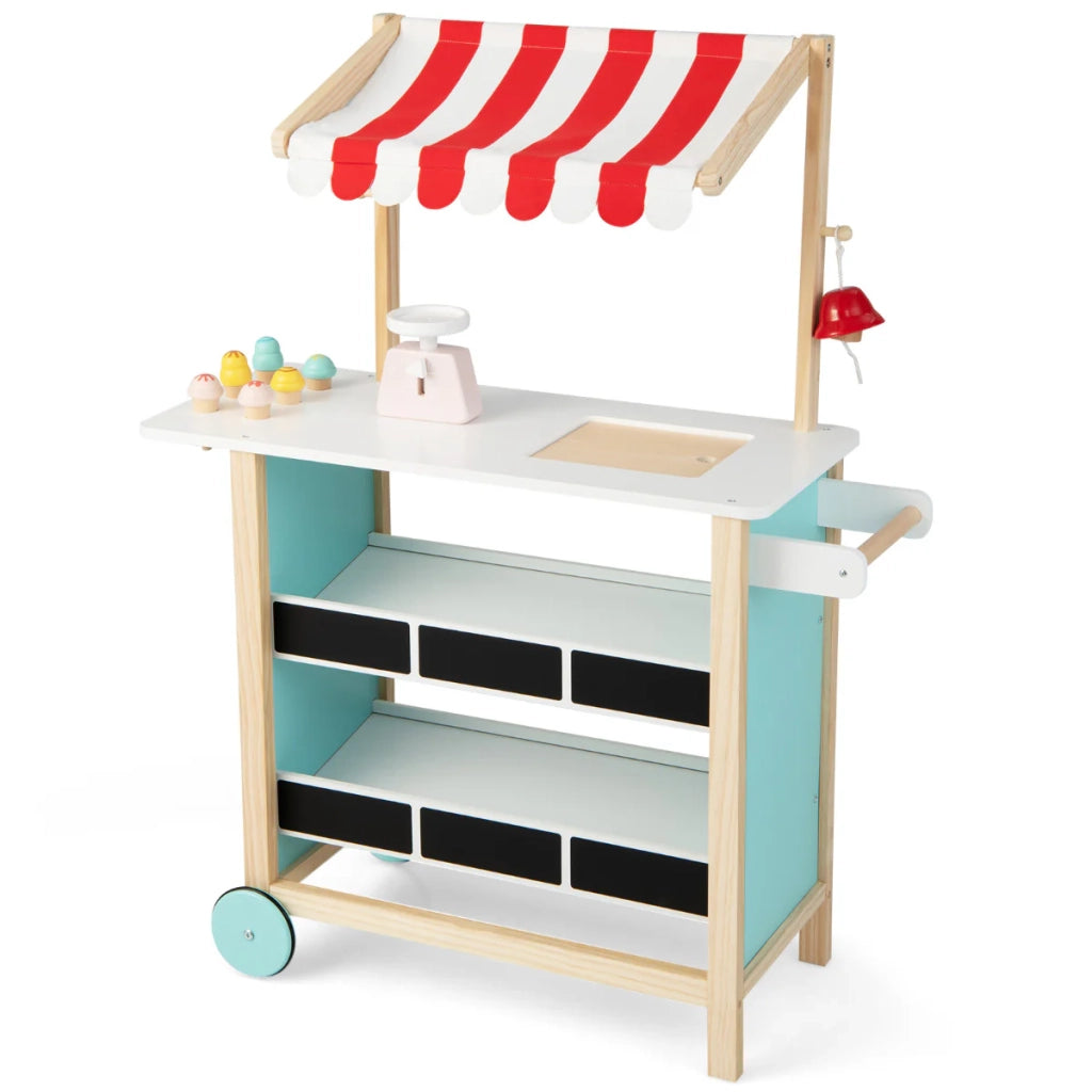 Carrello porta gelati in legno 79 x 29 x 100 cm con cupola e ripiani stile moderno MDF rosso 20_0012660