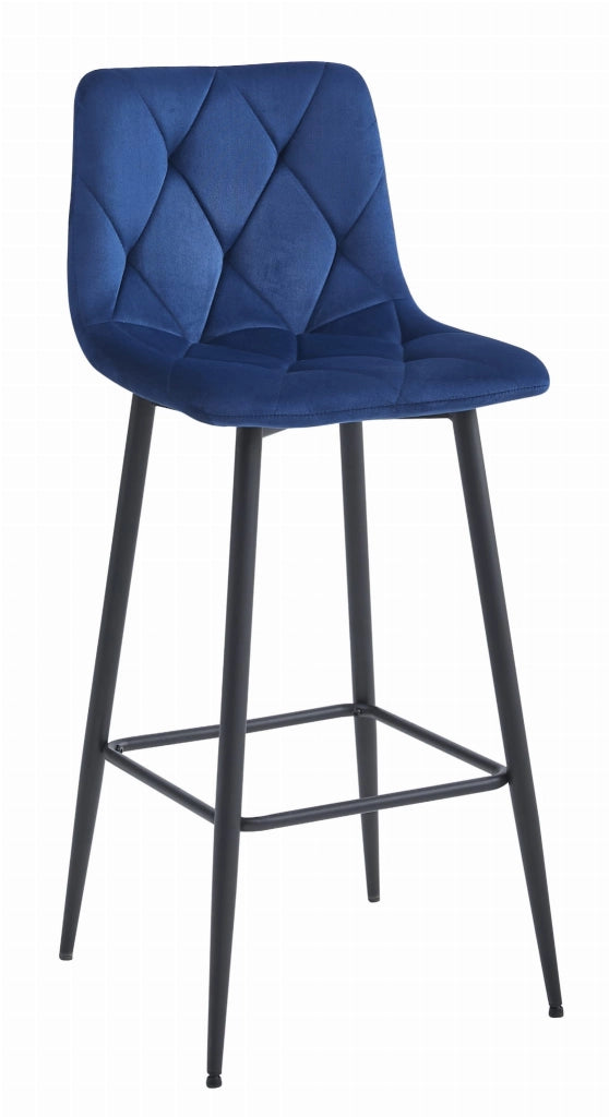 Sgabello Valora KODA in velluto blu navy con gambe nere x2