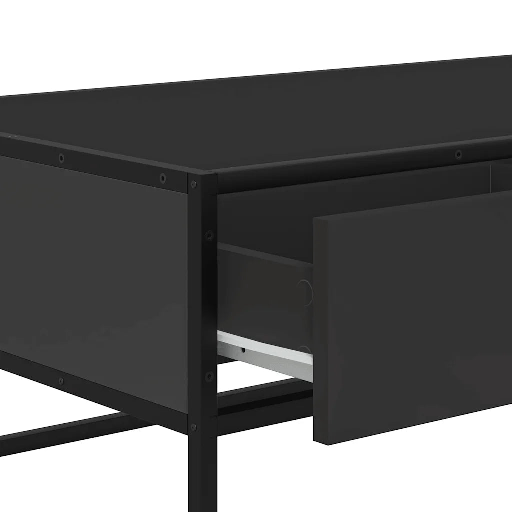 Tavolino Salotto Nero 100x50x35 cm Legno Multistrato e Metallo