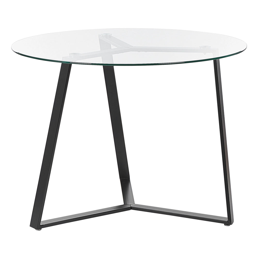 Tavolo da pranzo Gambe in metallo Nero Piano rotondo in vetro temperato 100 cm Capacità 4 persone Design moderno