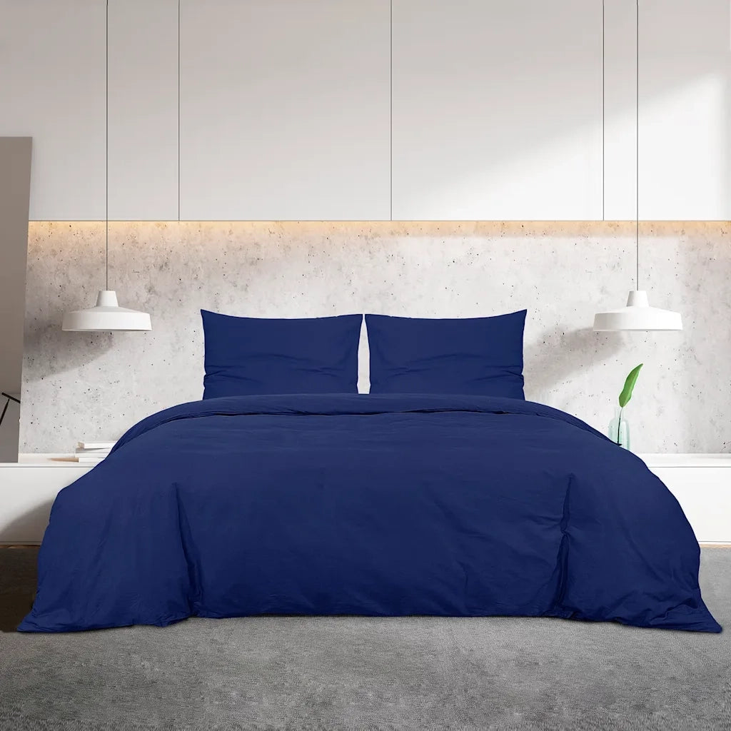 Set Copripiumino Blu Marino 155x220 cm in Microfibra Leggera 136007