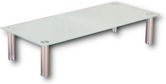 Tv Elevatore a Vetro - 3 Misure e Colori - Altezza Schermo 17 cm - Supporto Tavolo Monitor - Vetro Lucido - 80 cm