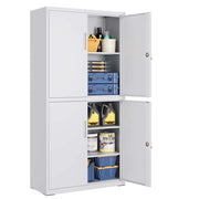 Mobiletto da garage a 5 ripiani con 4 ante mobiletto da ufficio 40 x 80 x 180 cm 2 serrature ripiani regolabili metallo grigio 12_0003980