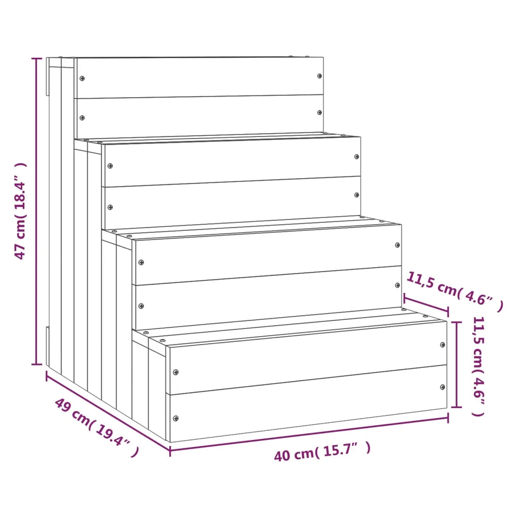 Scala per Animali Ambra 40x49x47 cm in Legno Massello di Pino 822469