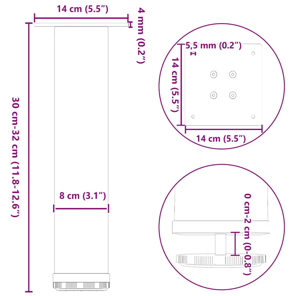 Gambe per Tavolino da Caffè 4 pz Bianche 30-32 cm Acciaio 4012461