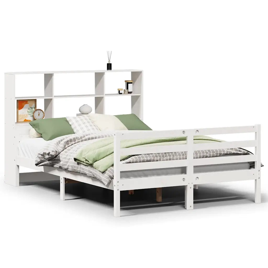 Letto Libreria senza Materasso Bianco 140x200 cm Legno di Pino 3322238