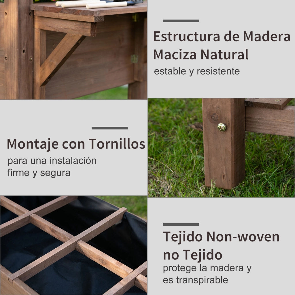 Tavolo da Orto con 8 Scomparti e Ripiani ¨C Zephmum ¨C 123x54x80 cm Marrone