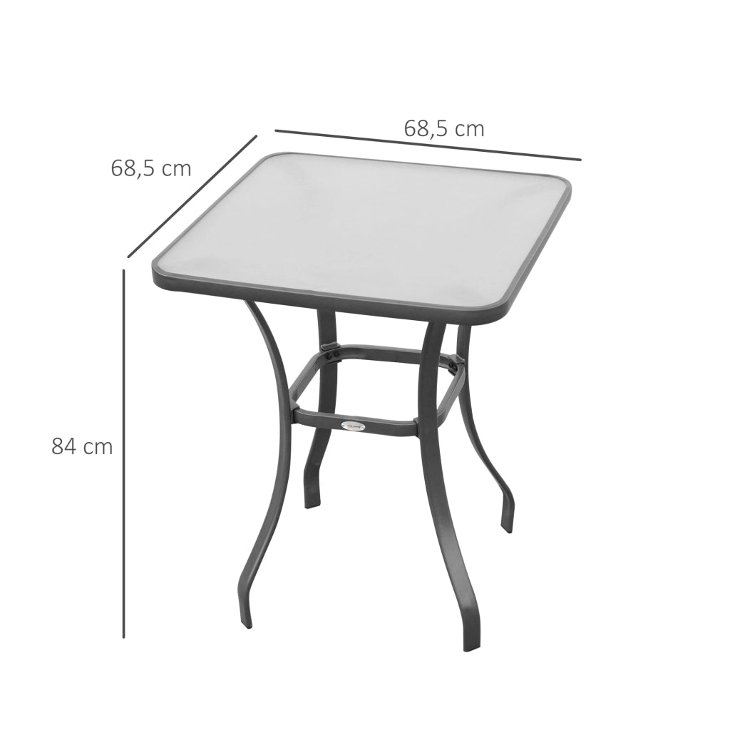 TAVOLO Bistrot quadrato 68,5x68,5x84 cm Nero in metallo e vetro