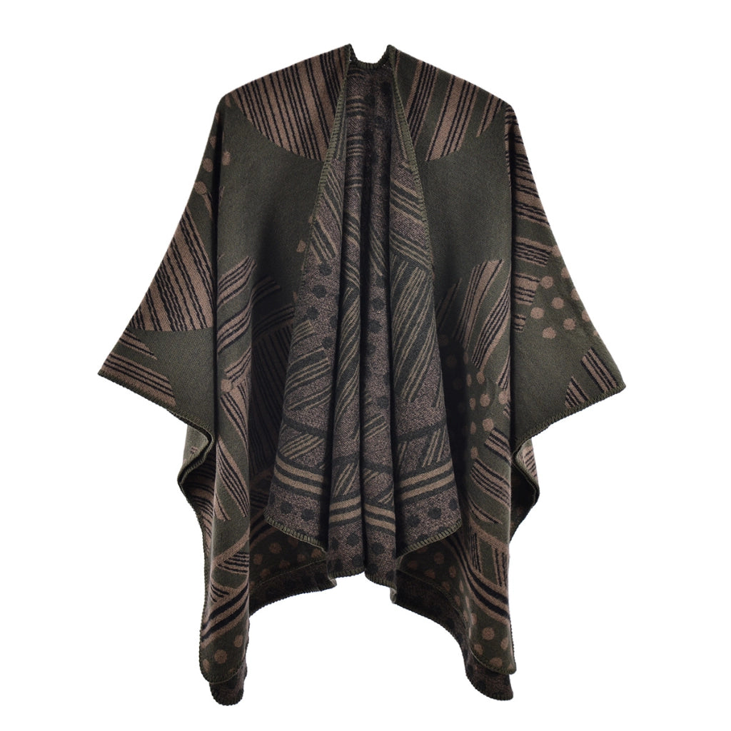 Sciarpa da donna divisa in stile retr¨°, mantello in cashmere spesso e caldo, perfetto per autunno e inverno.