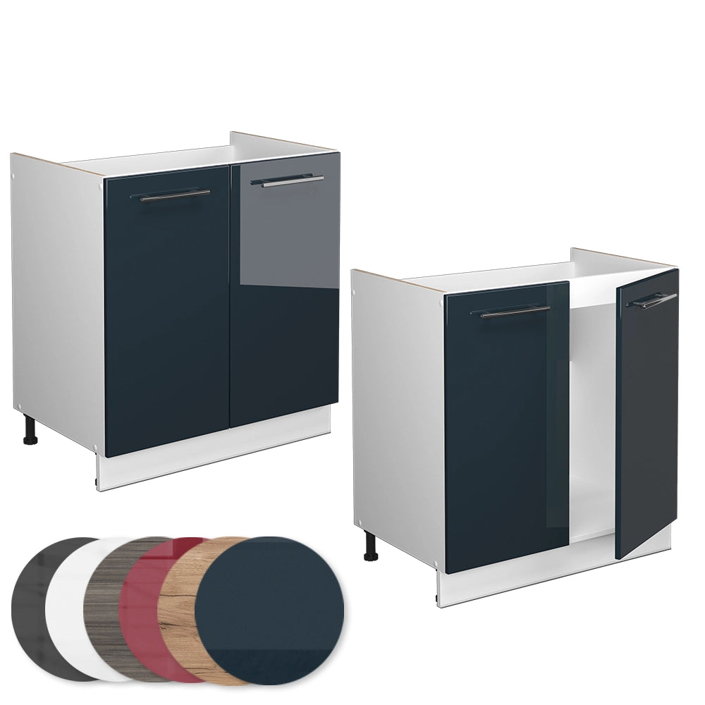 Vicco Mobile lavello cucina Blu scuro lucido 80 cm senza piano di lavoro