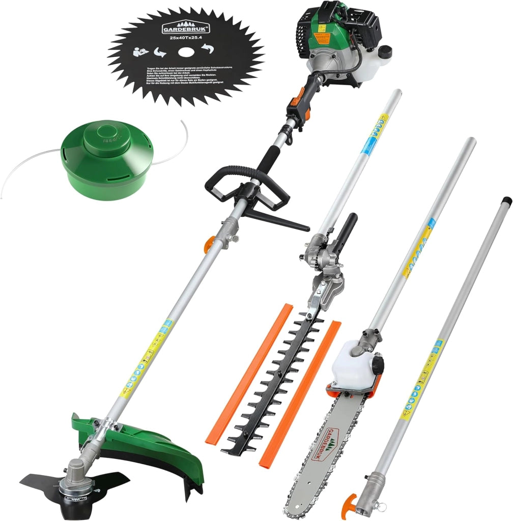 Decespugliatore a Scoppio Multifunzione 5in1 Tagliasepi 52cc Motosega Potatore Giardino Taglierba Telescopico