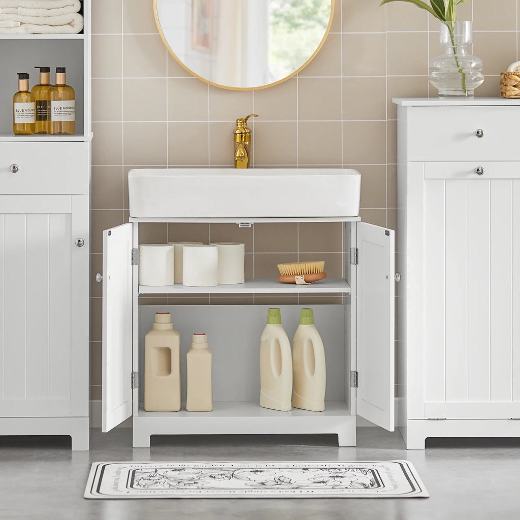 Mobile sottolavabo per Bagno con 2 Ante mobili bagno L60*P30*A60 cm Bianco BZR18-W