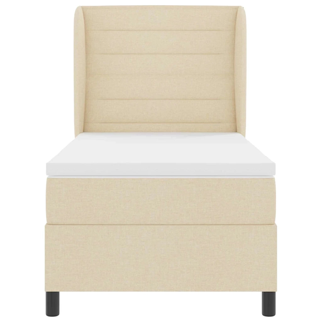 Letto a molle con materasso Crema 90 x 200 cm Tessuto 3340485