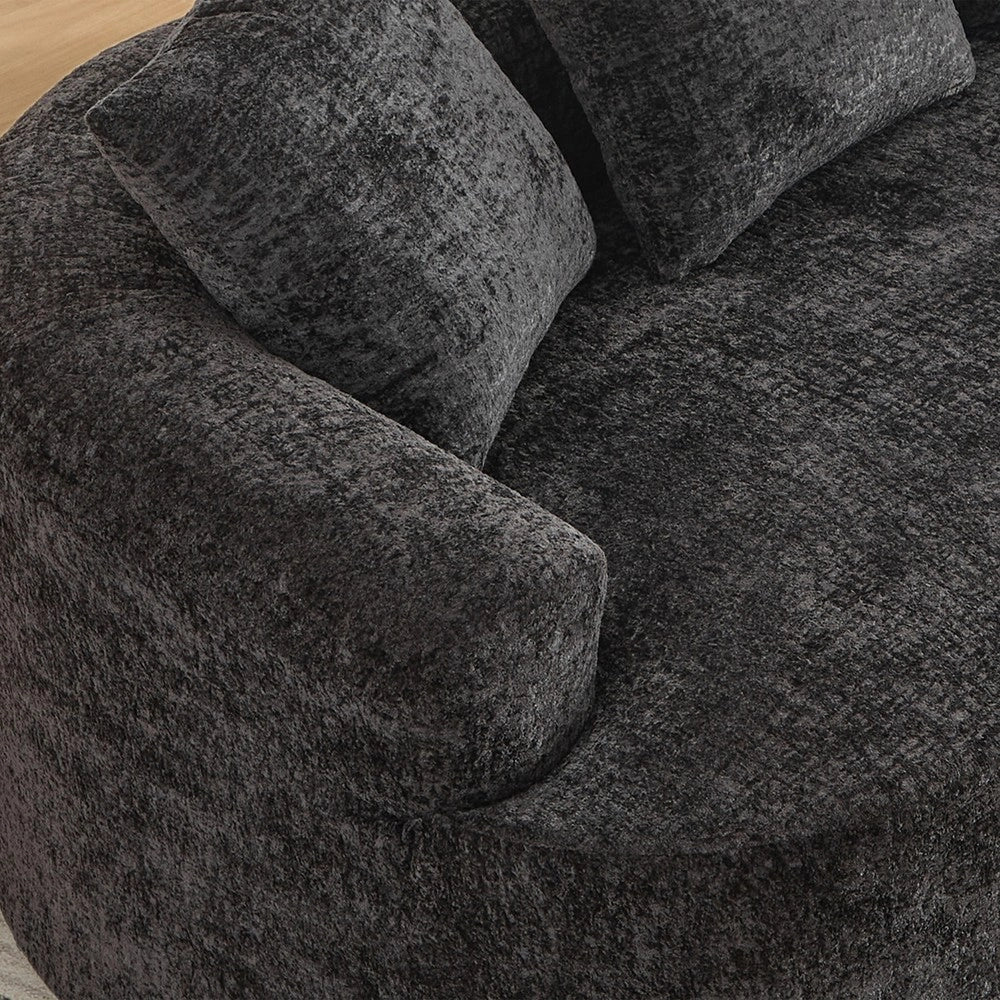 Divano Curvo 2 Posti in Chenille con Cuscini ¨C Xylo ¨C Grigio