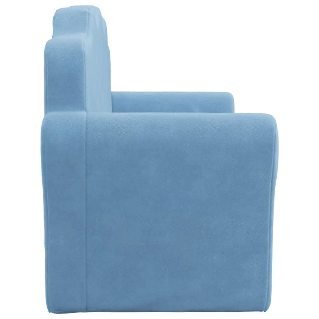 Divano letto | Sof¨¤ letto | Letto singolo per Bambini a 2 Posti Blu in Morbido Peluche