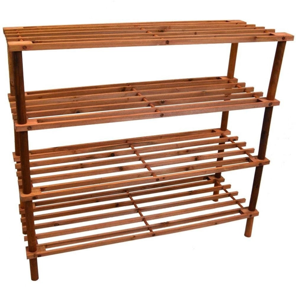 Trade Shop - Scarpiera Porta Scarpe 4 Ripiani Piani In Legno Scaffale Mobile Salvaspazio Casa -