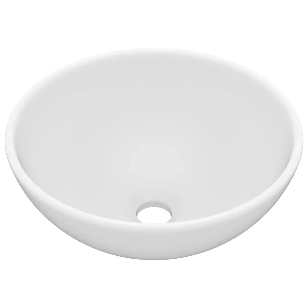Lavandino-Lavello Lusso Rotondo Bianco Opaco 32,5x14 cm in Ceramica