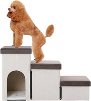 Trappola per cani 3 in 1 pieghevole con cassetto per letto 44 cm altezza scala per piccoli animali in colore beige