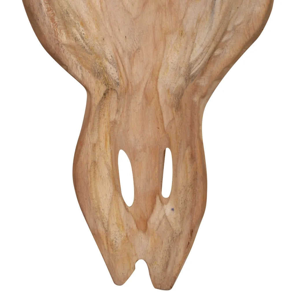 Scultura Teschio di Toro da Parete in Teak 69x6x60 cm CFW3376194