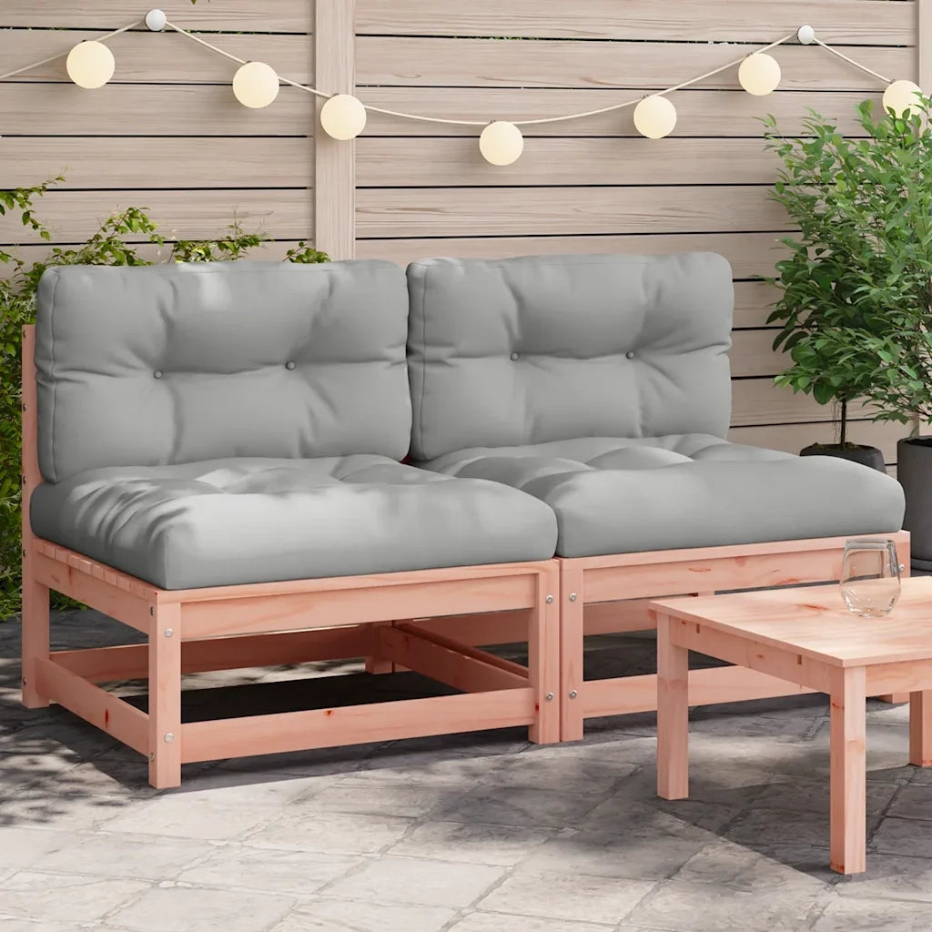 vidaXL Divani Giardino Senza Braccioli con Cuscini 2 pz Legno Douglas