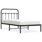 Letto singolo | Letto per adulti | Giroletto con Testiera in Metallo Nero 100x190 cm