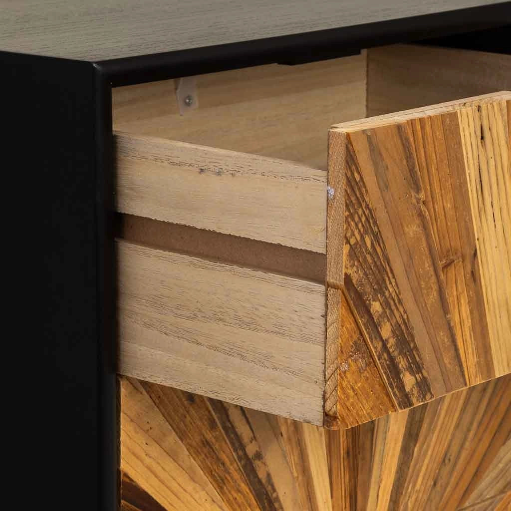 Cassettiera in legno di recupero nero con 5 cassetti, 42x36,5x105h cm