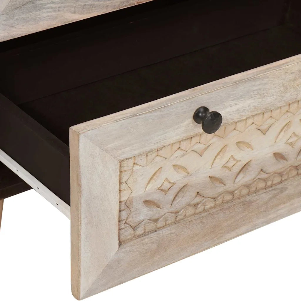 vidaXL Credenza 3 pcs Bianco 60 x 33 x 75 cm legno massello di mango