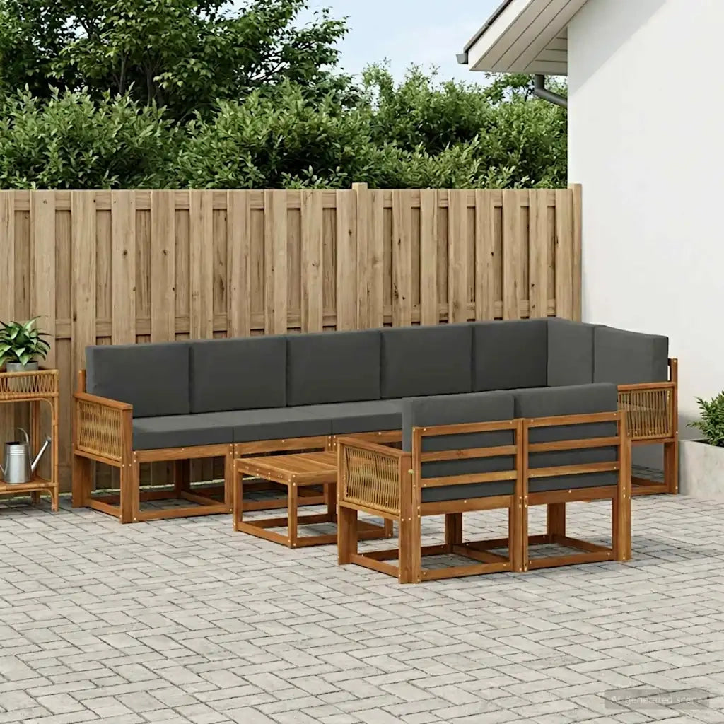 Set di divani da esterno 9 pcs Naturale e Antracite Poliestere 3385338