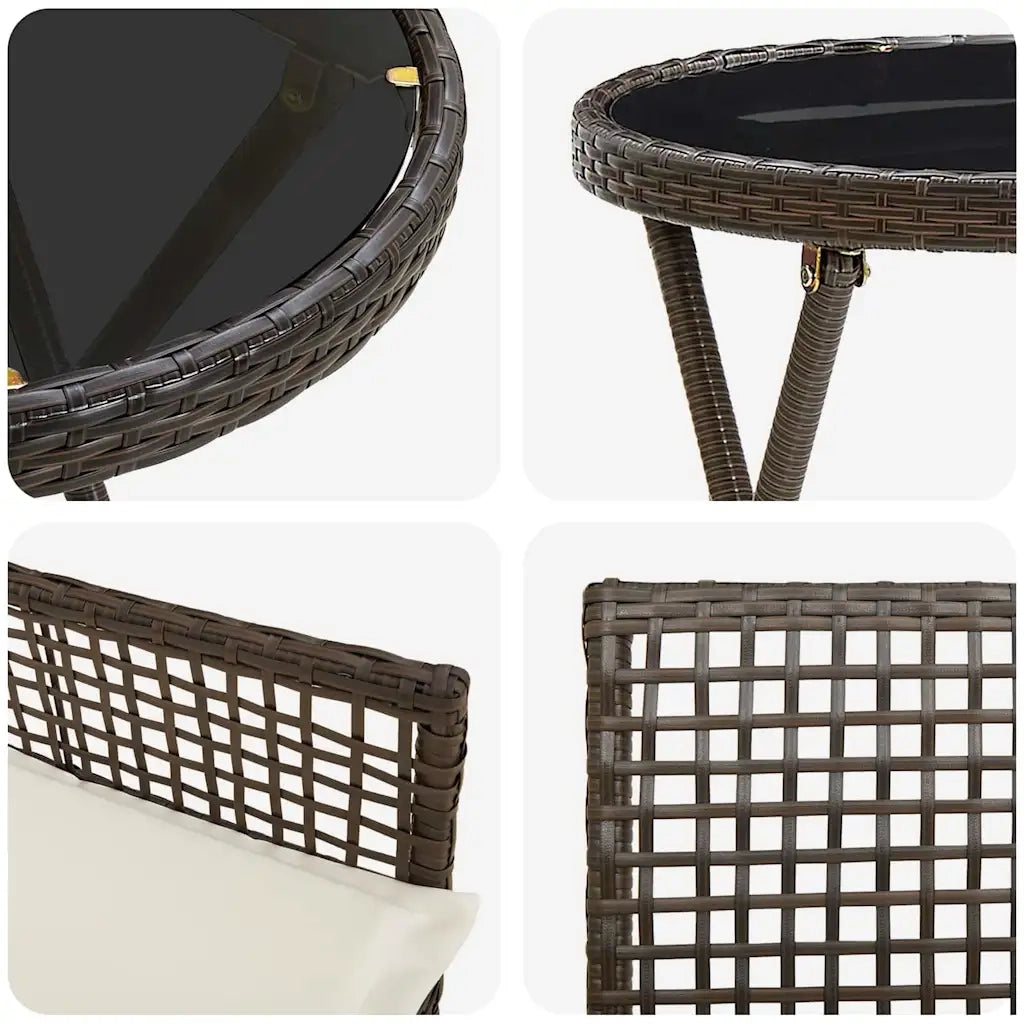 Set Bistro da Giardino 3 pz | Set Salotto da Giardino Marrone polyrattan