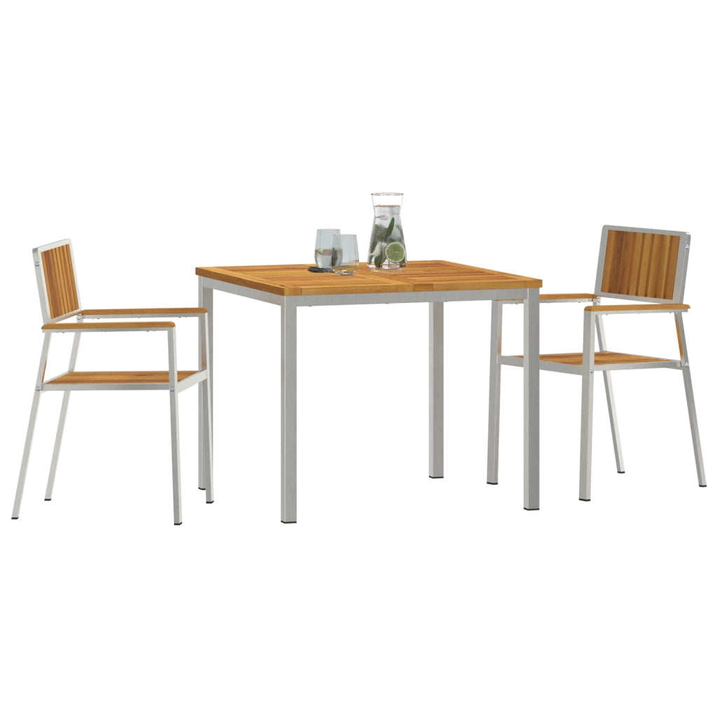 Set da Pranzo da Giardino  3 Pezzi Legno Massello di Acacia