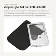 Set di ingranditori con luce LED - 3X e 6X obiettivi - Portatile e resistente alle abrasioni - Incluso contenitore in pelle - Ideale per anziani e appassionati