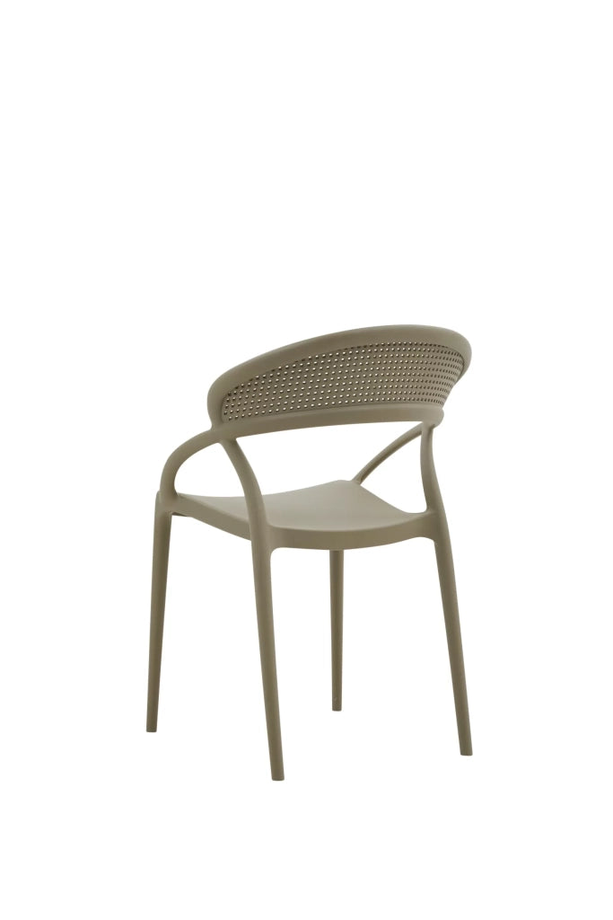 Set 4 sedie design polipropilene e fibra di vetro tortora 54x56x82