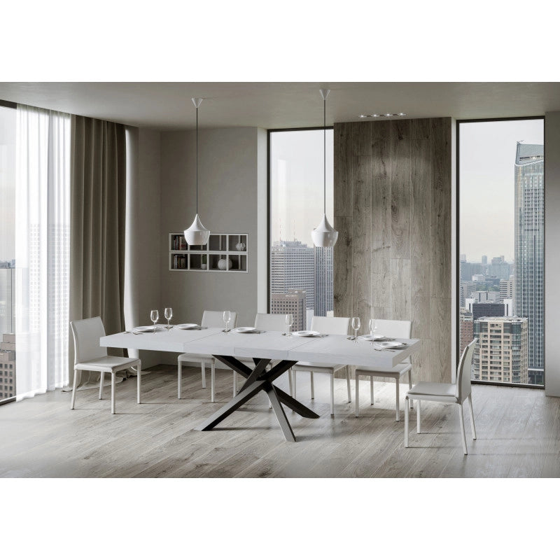Tavolo allungabile 200/304x90 cm Volantis Premium telaio Antracite - Bianco Frassino