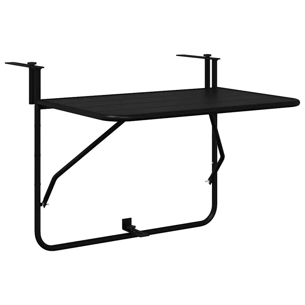 Tavolo Appeso da Balcone Nero 60 x 39 x 65 cm Acciaio 42008075