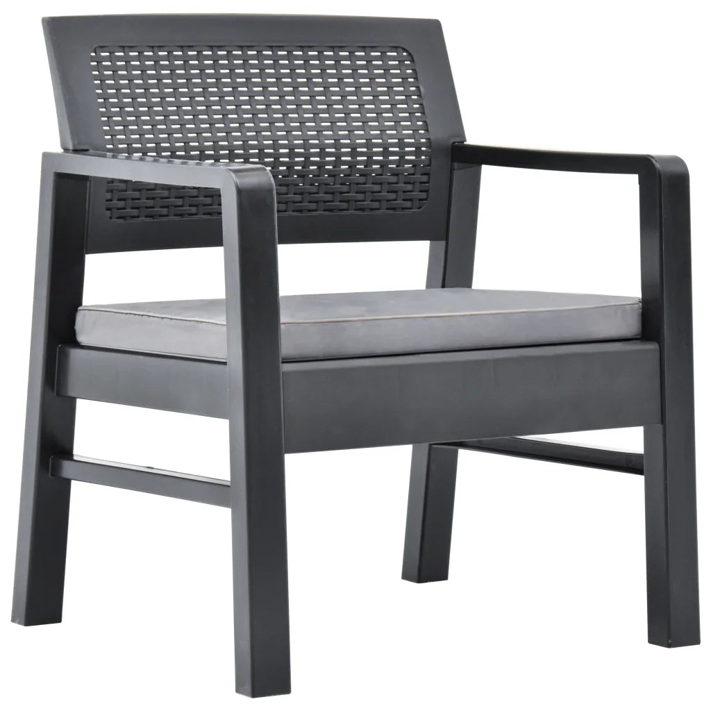 Set Salotto da Giardino 3 pz in Plastica Antracite 48824