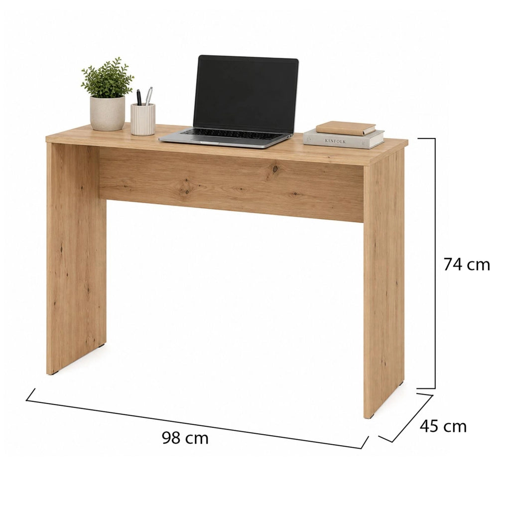 Pichil, Scrivania un Ripiano, 98x45x74h cm Marrone Rovere Nodi