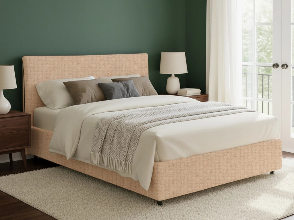 Tipton, Letto Matrimoniale Sfoderabile Made in Italy, Beige