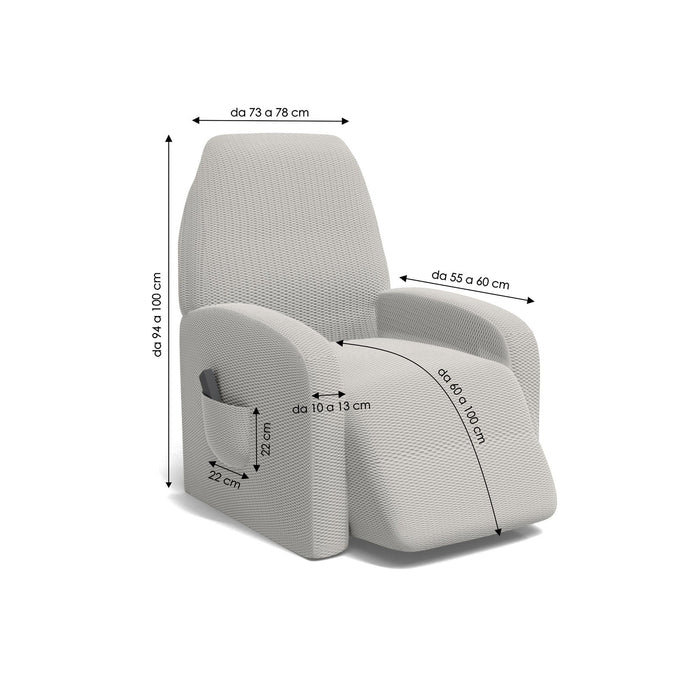 Copripoltrona Reclinabile Elasticizzato Taglia Unica con Tasca Laterale Blu Scuro