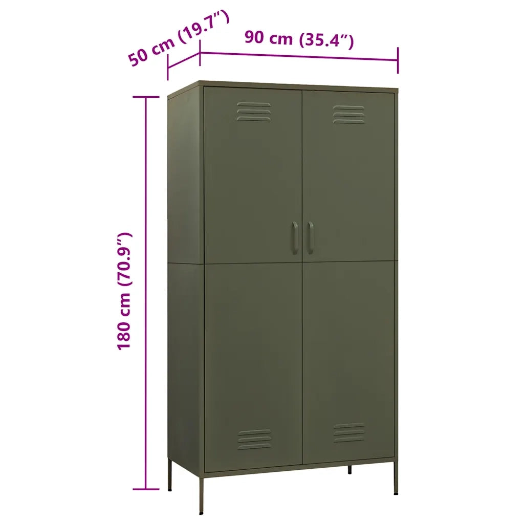 Armadio Verde Oliva 90x50x180 cm in Acciaio 336243