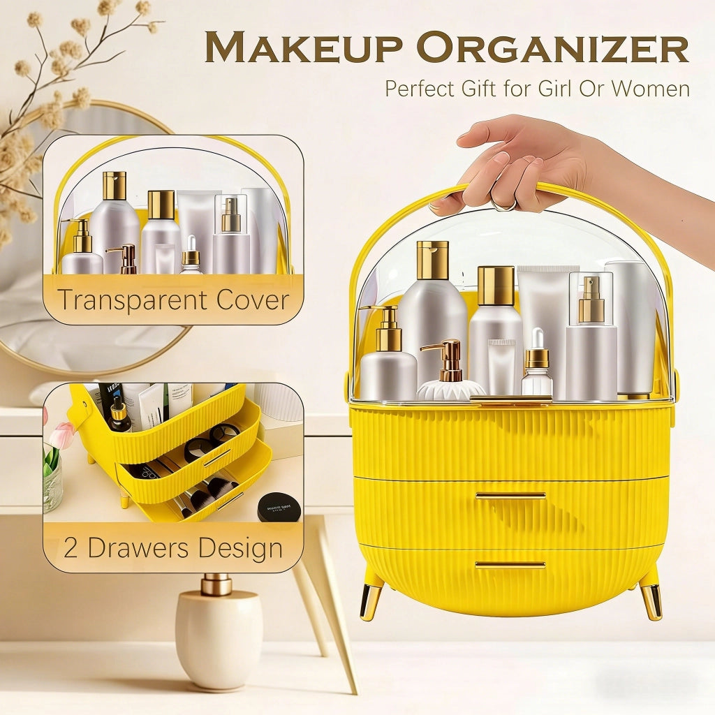 ZMH Porta trucchi da scrivania con più cassetti contenitore per cosmetici color oro 29 x 19 x 38 cm