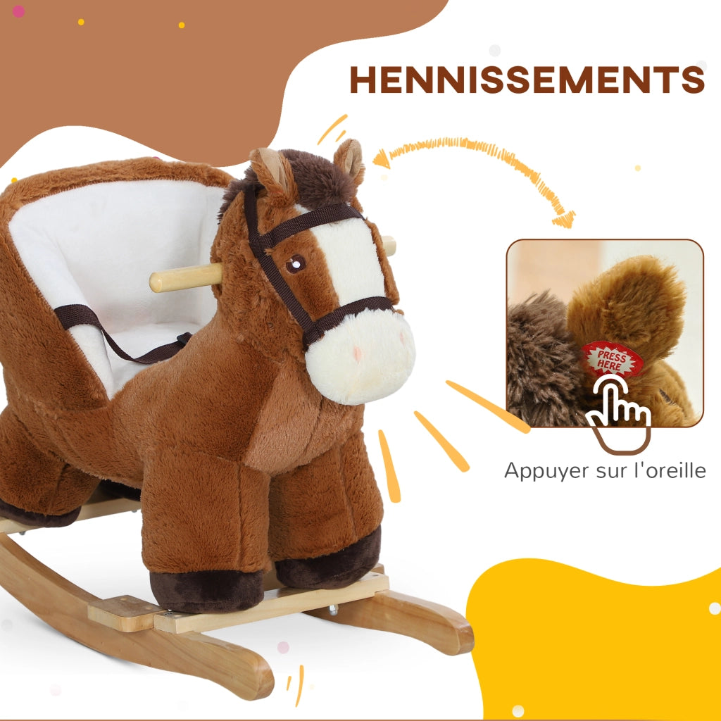 Cavallo a dondolo ¨C Xylo ¨C legno con effetto sonoro e cintura sicurezza per bambini 18-36 mesi