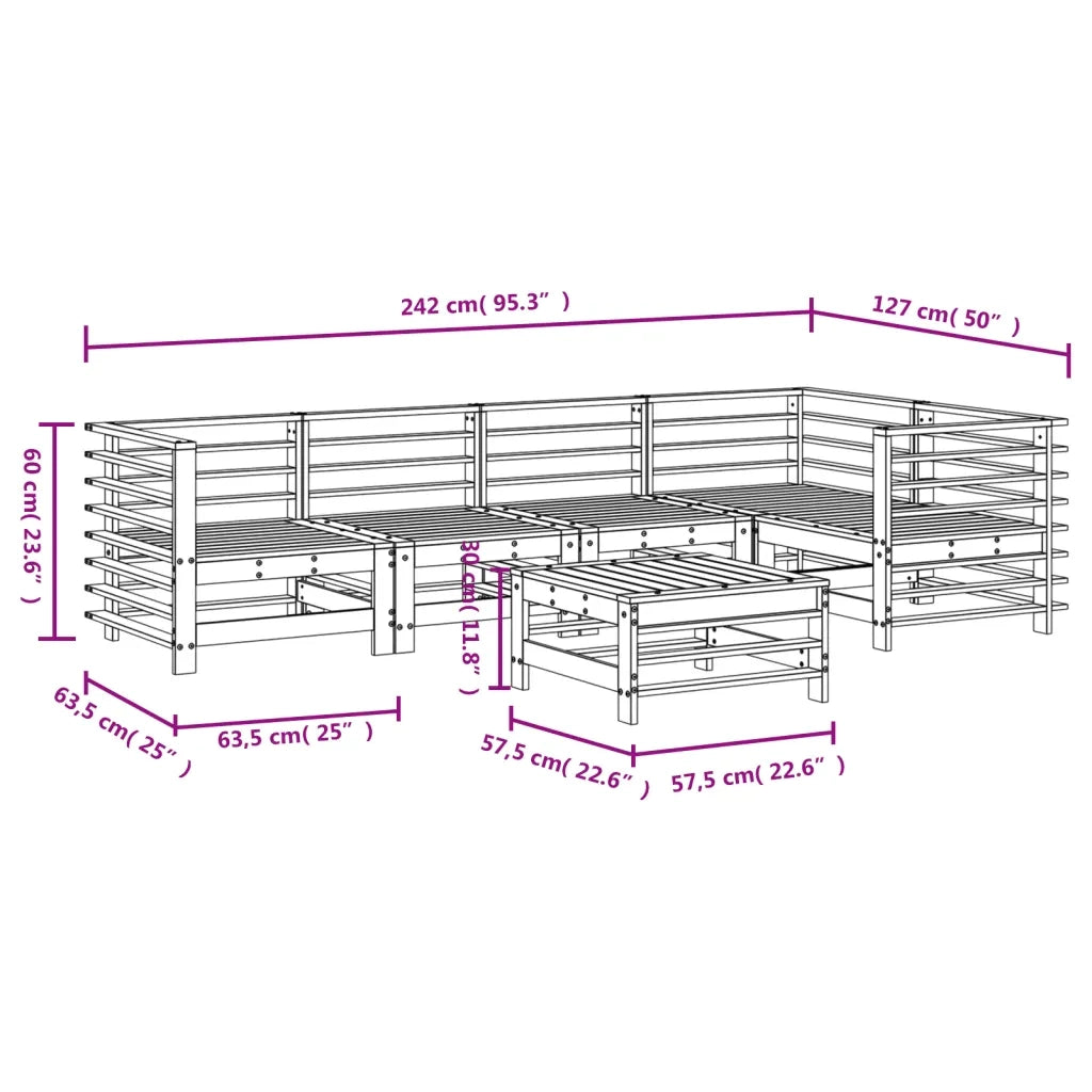 Set Salotto da Giardino 6 pz in Legno Impregnato di Pino
